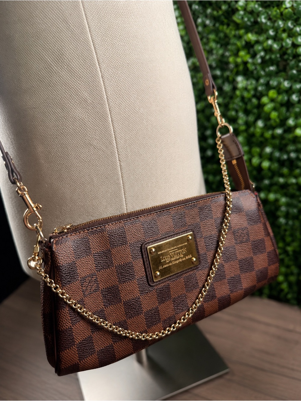 Louis Vuitton Brown Damier Ebene Chain Shoulder Bag